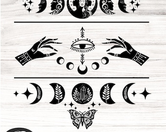 Moon Phase SVG Bundle: Celestial Boho Cut Files (Digital Download)