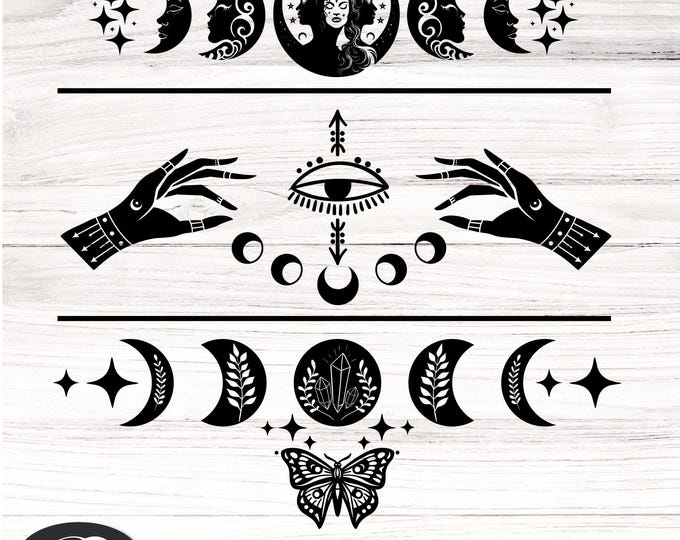 Moon Phase Svg Bundle, Its Just a Phase Svg, Mystic Celestial Svg, Boho Moon Svg, Crescent Moon Svg, Cut File Cricut, Silhouette, MOON PNG