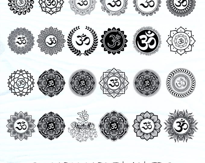 Aum Symbol SVG Bundle | 25 Om Mandala Stamps | Meditation & Yoga Cut Files – Instant Download