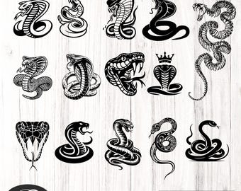Snake SVG Bundle: Viper, Cobra, Tattoo Designs (Digital Download)