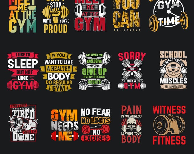 Workout SVG Bundle | 27 Fitness Cut Files, girl gym png | Motivational Gym Quotes SVG for Cricut, girl workout DTF | Instant Download