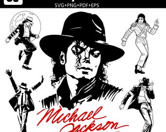 Michael Jackson Dance Pose SVG Bundle, 05 Retro Music Icon Cut Files (Digital Download)