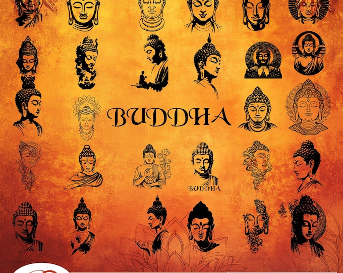 Buddha SVG Bundle, PNG, Hand Drawn Buddha Tree Vector Illustration,  Buddhism Clipart, SVG Files For Laser Engraving