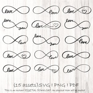 Infinity LOVE SVG, lot de svg à l'infini, svg de la Saint-Valentin, coeur svg, svg de mariage, en souvenir d'amour svgt, infini et au-delà de l'amour amour amour svg