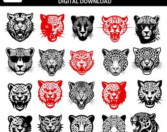 Leopard SVG PNG PDF Bundle | 20 Wild Leopard Vector Designs