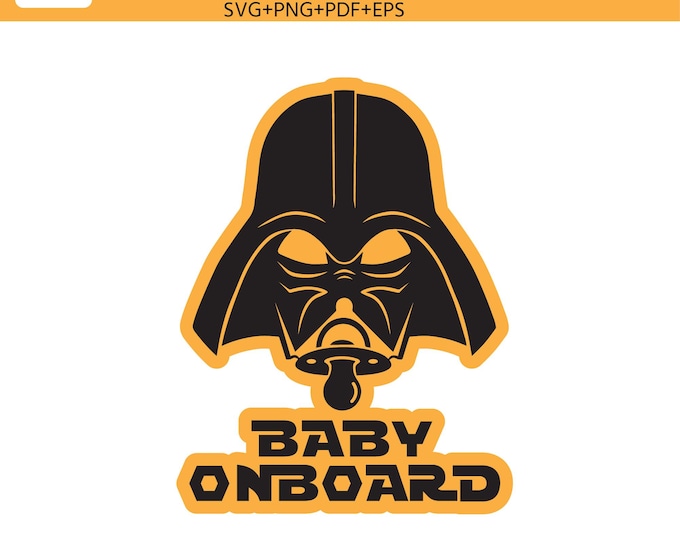 Star Wars Style baby on board SVG/PNG/DXF files, funny baby onboard vector, Star Wars style Baby on Board png Cricut