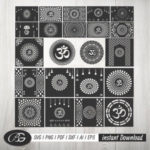 Pacote Aum CnC Cricut, arquivo de corte Ohm Meditation, svg, png, decoração de parede Sanskrit Mantra, Instantâneo, Design Aum para máquina CNC, arquivo de corte ohm