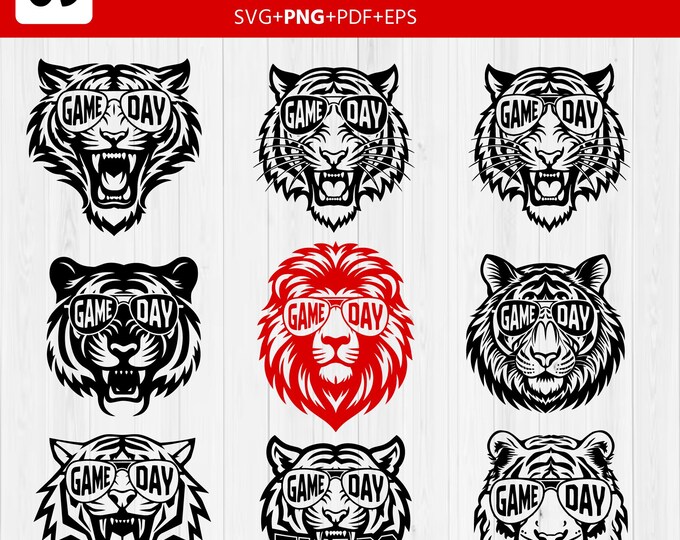 Game Day Tiger SVG Bundle – Tiger Mascot PNG | Sports Team Spirit Cut Files for Cricut, Silhouette, Sublimation & Game Day Shirts