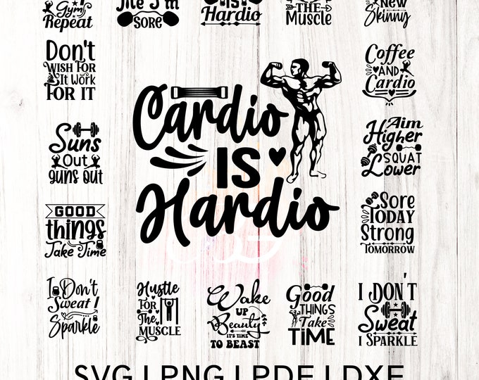 20 Workout SVG png PDF Bundle, Gym png Bundle, Fitness TShirt png, Motivational PNG, Workout Shirt png, Gym Quotes, Gym Cut File