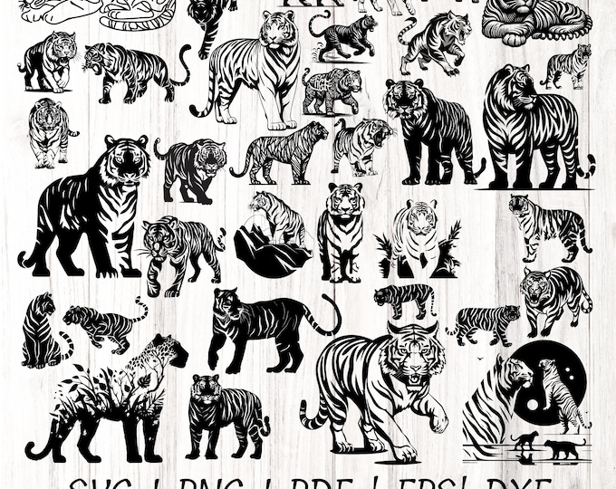 Tiger svg bundles, Tigers svg, Tiger, Tigers silhoutte, Clipart,tiger Mascot, svg, eps, png, pdf, sublimation, cut file, vector, digital