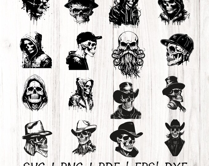 Skull Svg, Skull Gothic Clipart, Gothic Svg, Cowboy Skull For Sublimation, Skeleton Svg, Skull Cricut, Skull Vector, Skull Printable