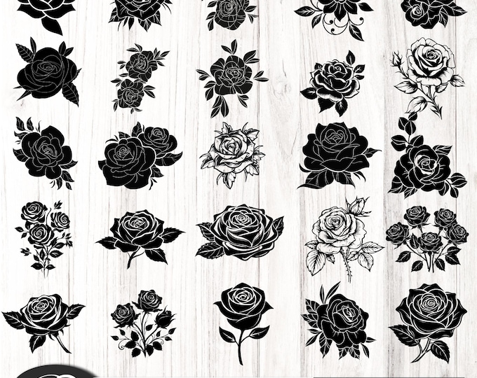 rose flower svg, Floral svg, Wild flower svg, rose sketch svg, rose flower silhouette, flowers Silhouette Files, Easy Cut, Instant Download