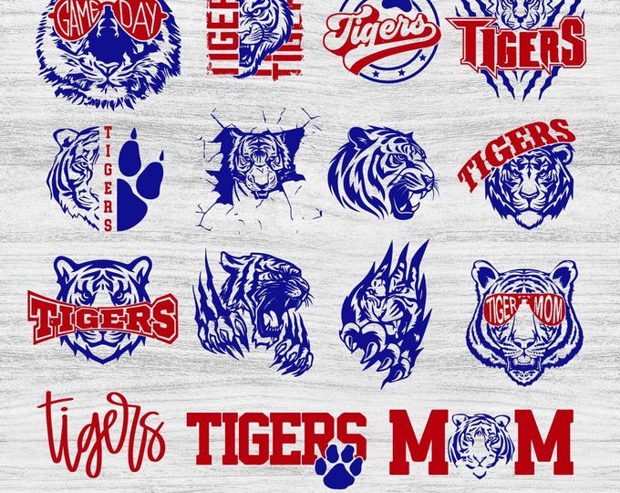 Tiger Team Mascot Clipart png Bundle | School Spirit Cut Files | png SVG pdf EPS | Digital Download