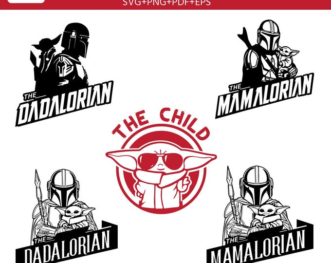 Dadalorian Fathers Day SVG Bundle | Funny Space Dad png | Family Matching Dadalorian Mamalorian The Child Cut Files | Fathers Day Shirt