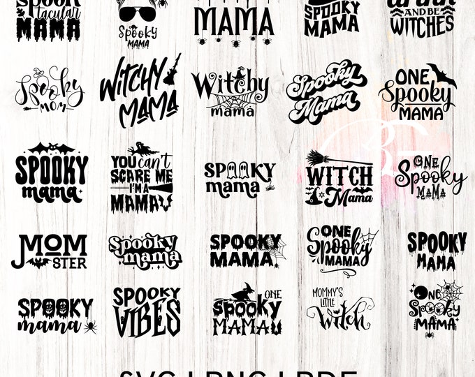 Spooky Mama SVG Bundle | Momster Halloween svg | PNG dxf PdF Cut Files for Cricut & Silhouette | Halloween Witch Clipart for DIY Crafts