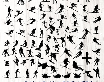 Skiing SVG Bundle | 87 Winter Sports Cut Files | Snowboarding & Ski Adventure Clipart for Cricut  Silhouette