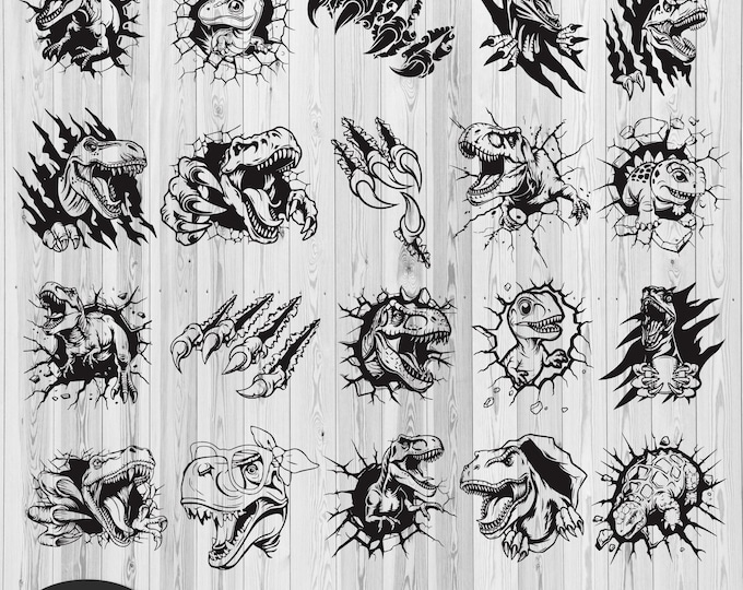Raptor SVG bundle, Raptor in the wall scratch svg, Dinosaur SVG png, Velociraptor  wall scratch svg, velociraptor with sharp claws, Peeking