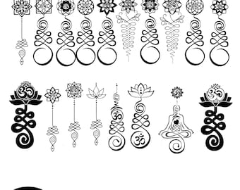 Unalome SVG, Lotus Flower SVG, Flower of Life SVG, Unalome Symbol Yoga Namaste Meditation Vector Digital Cut File Silhouette