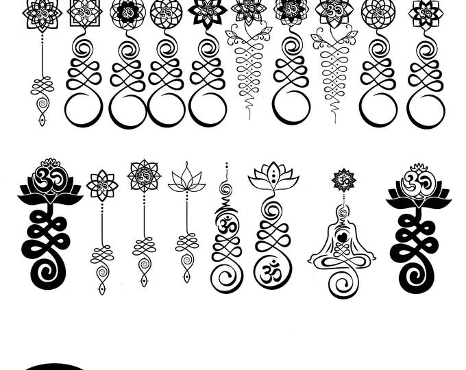 Unalome SVG, Lotus Flower SVG, Flower of Life SVG, Unalome Symbol Yoga Namaste Meditation Vector Digital Cut File Silhouette