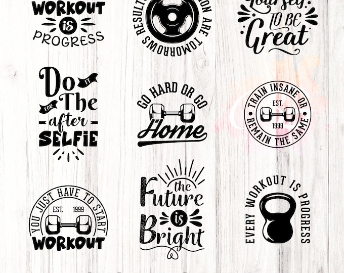10 Workout SVG png PDF Bundle, Girls Gym png Bundle, Fitness TShirt png, Motivational PNG, Workout Shirt png, girls Gym Quotes, Gym Cut File
