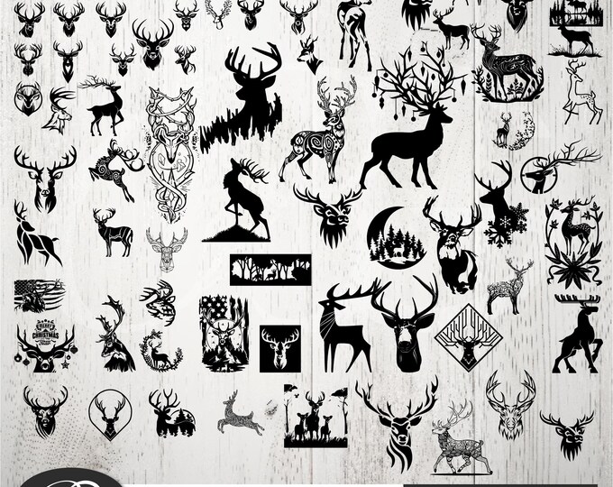 75 Deer Bundle Svg,Deer Svg,Nature Deer Svg file, Mountains svg file, Animals Svg, Deer Silhouette ,Deer Clipart , Deer Vector