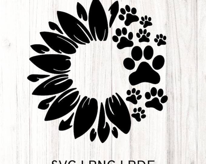 Sunflower Paw Print SVG PNG | Sunflower Dog Print svg | Dog mom svg | Sunflower mama svg | pawsitive svg | dog Cut File | Dog Svg files