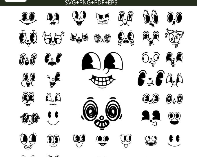 Cartoon Emotion Face Svg, Emoji Faces Svg, Eyes Svg, Cute Faces Svg, Emoji Clipart, Funny Face Svg, Cartoon Clipart, Cartoon Vector