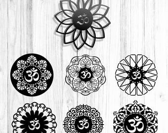Om Mandala SVG Bundle | Sacred Om Symbol png pdf | Yoga Meditation Mandala Vector Files for Cricut, Silhouette & Laser Engraving