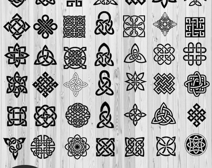 Celtic Knot SVG Bundle | 45 Unique Designs | PnG, PDF, Cut Files for Cricut, Silhouette, Glowforge | Digital Download | Celtic Deus Vult SVG