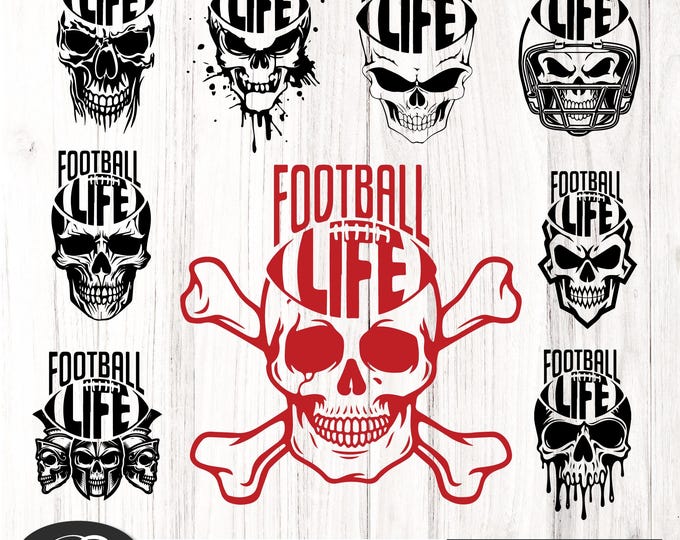 football Life Skull svg bundles, Game day  svg, Game day Team, Clipart, Mascot, School, svg, eps, png, pdf, sublimation, skull football svg
