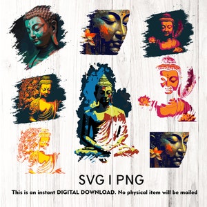 Buddha Clipart Sublimation Bundle: Spiritual Yoga Designs (SVG, PNG, AI)