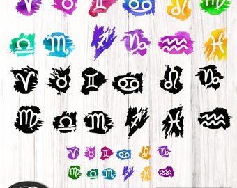 Retro Zodiac Signs SVG Bundle | Astrology Constellation Digital Download | PNG, SVG, pdf, dxf  | Scorpio Svg | Zodiac Clipart