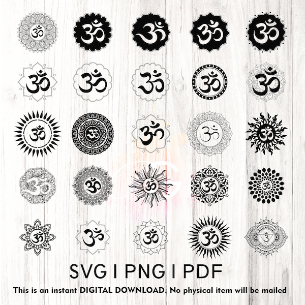 Aum Symbol Mandala, Meditation Mandala,  Yoga Mandala cut file digital download, svg, png, Sankrit, Mantra , Instant, Dark silhouette