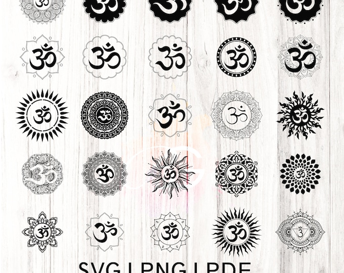 Aum Symbol Mandala bundle, Meditation Mandala,  om cut file digital download, svg, png, Sankrit, Mantra , Instant, Dark silhouette