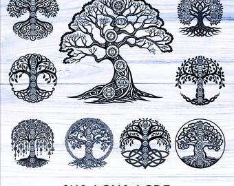 Chakra Tree of Life SVG Bundle, Spiritual Tree , Yoga Chakra Symbols Digital Download, Boho Meditation Cricut File, Mystical Tree Clipart