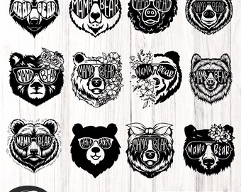 Pacote SVG de Óculos de Sol de Mamãe Ursa – Arquivo de Corte de Urso Moderno (Download Digital)
