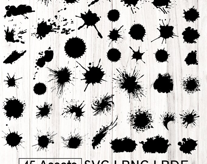 Paint Splatter SVG, Bundle, Paint Splats Svg, Paint Svg, Clipart, Vector, Ink splatter, Paint streak blob, Cut File for Cricut, Silhouette