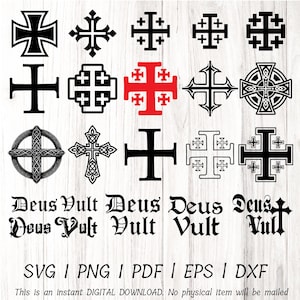 Bundle Deus Vult svg, chevaliers du Temple, Silhouette de chevalier du Saint Templier, homme de foi Svg, enraciné dans le Christ Svg, bundle SVG, Deus Vult png