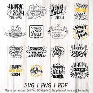 Happy New Year SVG PNG 2024 Svg, Saint-Sylvestre T Shirt Svg Funny New Year Svg Bundle, bonne année coupe fichier, 2024 PNG