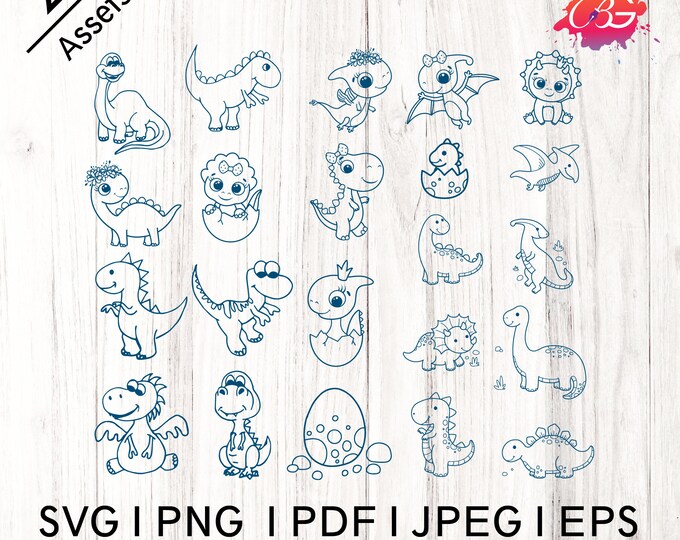 Dinosaur SVG Bundle: T-Rex, Stegosaurus, Brontosaurus, Triceratops (Digital Download)