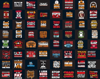 100 Workout SVG Bundle | Gym Quotes & Fitness PNG PDF | Cricut, Silhouette, Sublimation Cut Files | Motivational Fitness Digital Download