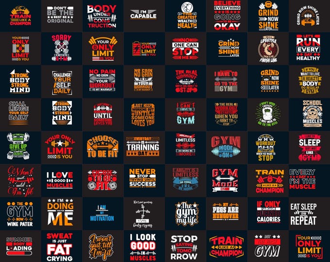 100  Workout SVG png PDF Bundle, Gym png Bundle, Fitness TShirt png, Motivational Mega PNG bundle, Workout Shirt Quotes, Gym Cut File