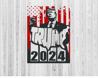 Trump 2024 America Map SVG PNG: Republican Cut File (Digital Download)