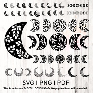 Mystical Moon SVG Bundle: Celestial Mandala Clipart (Cricut & POD) (Digital Download)