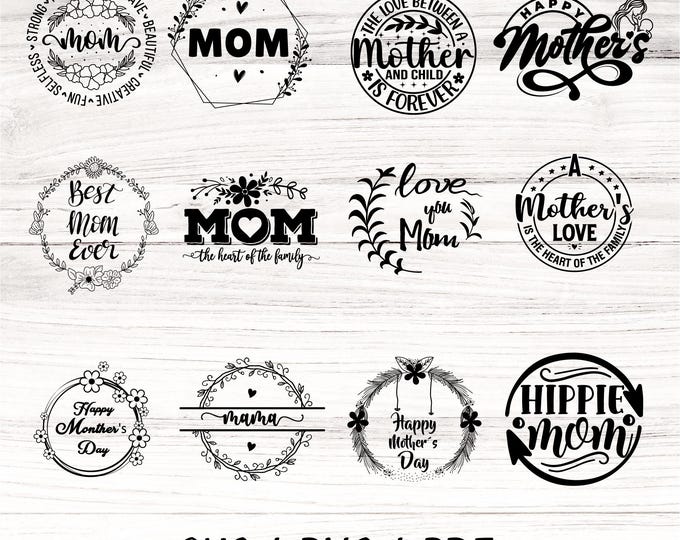 Mom Monogram SVG Bundle | Sunglasses Mom SvG | Mother’s Day SVG | Digital Download for Cricut & Silhouette | PNG, SvG, DxF Files