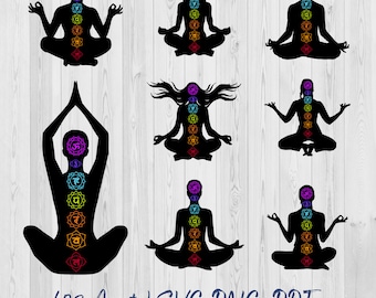 7 Chakras Girl SVG Bundle | Meditation Symbol Cut Files | Instant Download
