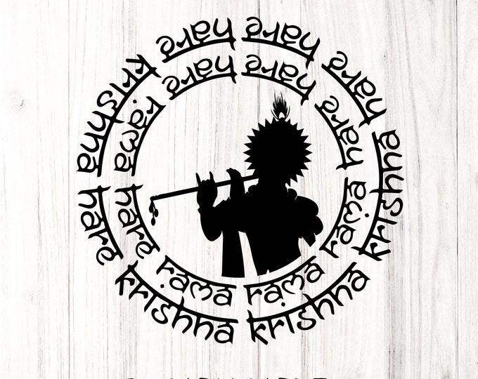 Indian Worship Lord Krishna Cut File, Stickers, Laser Cut, Cricut, Silhouette, Indian god T-Shirt Design, SVG, PNG & PDF Formats