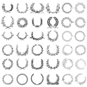 wreath monogram svg | circle frame Wreath png bundle | circle svg bundle | floral wreath svg | heart laurel wreath svg | wedding wreath svg
