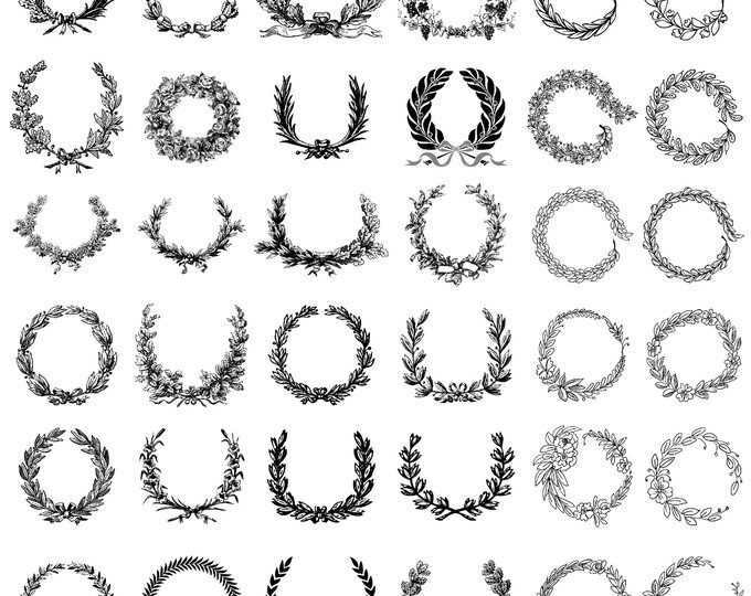 wreath monogram svg | circle frame Wreath png bundle | circle svg bundle | floral wreath svg | heart laurel wreath svg | wedding wreath svg