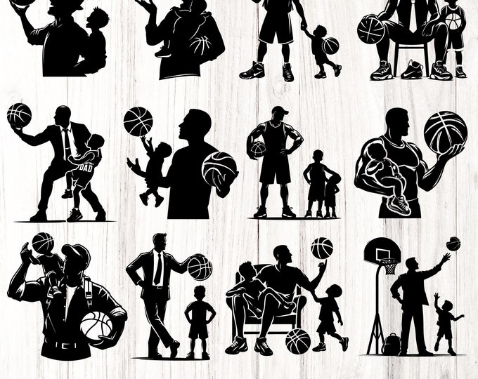 Basketball Dad Silhoutte SVG PNG bundle, Cricut Files, Silhouette Files, Dad Cut Files, PNG Files for Silhouette, Cricut, Cutting Plotter